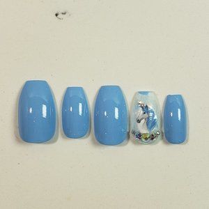 Unicorn bling sparkle Custom gel Press on Nails Handmade 10 pc set short nails